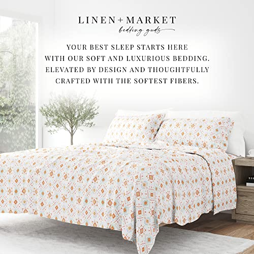 Linen Market 4 Piece Queen Bedding Sheet Set (Aztec Coral) - Sleep Better Than Ever with These Ultra-Soft & Cooling Bed Sheets for Your Queen Size Bed - Deep Pocket Fits 16" Mattress