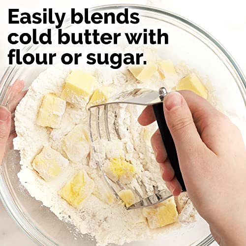 Zulay Kitchen Dough Blender - Stainless Steel Pastry Cutter, Heavy Duty Dough Cutter With Blades, Pastry Blender And Butter Cutter - Pastry Cutter For Baking (Black)