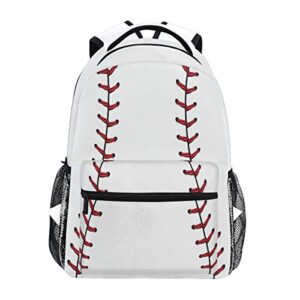 kcldeci red stitching baseball kids backpack, white ball kids backpacks bookbags elementary toddler school bags travel bags for boys girls