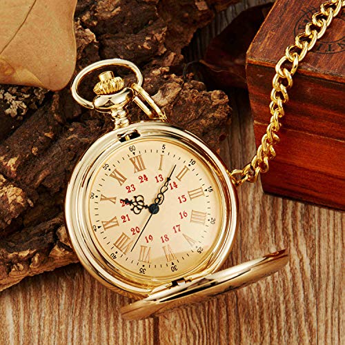 Golden Pocket Watch to Son I Love You Forever Gifts from a Mom Dad Engraved Fob Watches Chains for Kids
