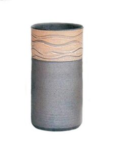 ヤマ庄陶器 yamasho pottery umbrella stand, black, etc., approx. diameter 9.1 x height 16.9 inches (23.0 x 43.0 cm), shigaraki ware black ripple umbrella stand