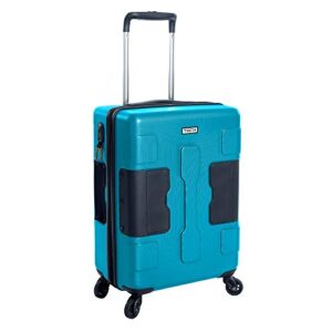 tach v3 hard shell carry on luggage 22x14x9 | carry on luggage with spinner wheels & patented built-in connecting system | one piece rolling suitcase links 6 bags at once (blue)