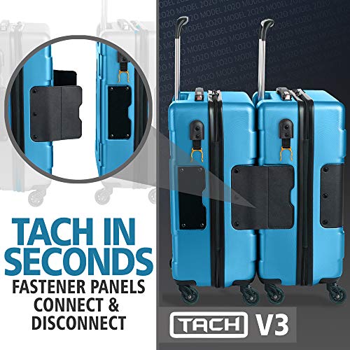 TACH V3 Hard Shell Carry On Luggage 22x14x9 | Carry on Luggage with Spinner Wheels & Patented Built-In Connecting System | One Piece Rolling Suitcase Links 6 Bags At Once (Blue)