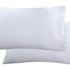 Elegant Comfort Luxury Ultra-Soft 2-Piece Pillowcase Set 1500 Thread Count Egyptian Quality Microfiber Double Brushed-Wrinkle Resistant, Standard Size, White