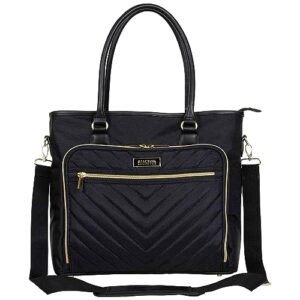 kenneth cole reaction chelsea quilted chevron 15" laptop & tablet business tote with removeable shoulder strap, black