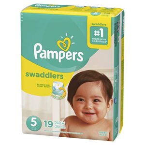 pampers pampers swaddlers diapers size 5, 19 count (pack of 4)