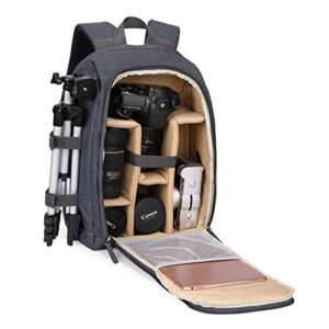 g-raphy camera backpack photography dslr slr backpack waterproof with laptop compartment/tripod holder for dslr slr cameras (khaki)