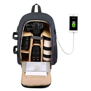 G-raphy Camera Backpack Photography DSLR SLR Backpack Waterproof with Laptop Compartment/Tripod Holder for Dslr slr Cameras (Khaki)