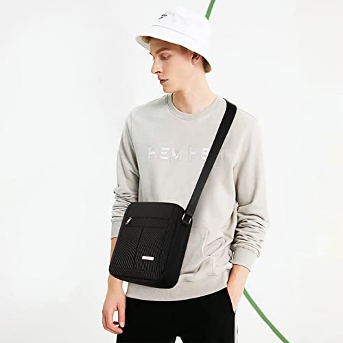 KL928 Men's Messenger Bag - Crossbody Shoulder Bags Travel Bag Man Purse Casual Sling Pack for Work Business (1401-2-Black)