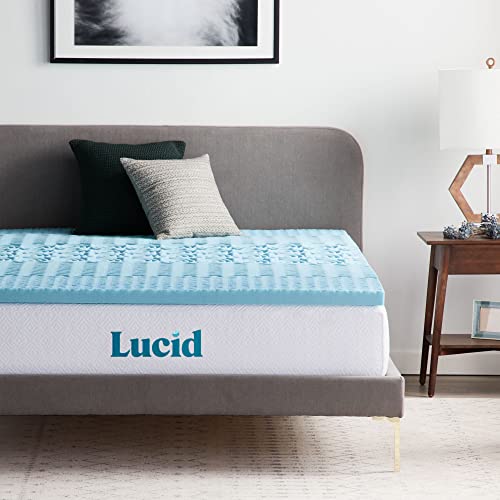 Lucid 2 Inch Mattress Topper King - Memory Foam Mattress Topper King - 5 Zone Gel Infusion - CertiPur Certified Foam