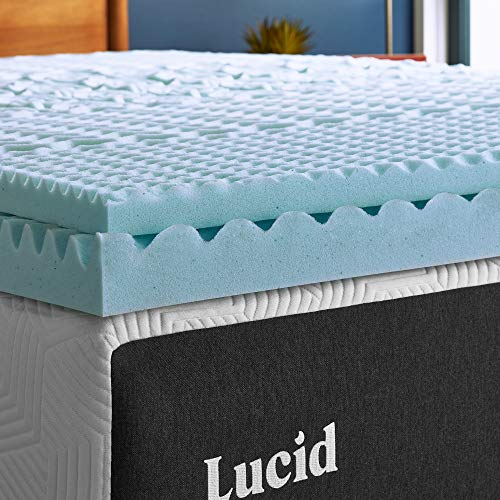 Lucid 2 Inch Mattress Topper King - Memory Foam Mattress Topper King - 5 Zone Gel Infusion - CertiPur Certified Foam