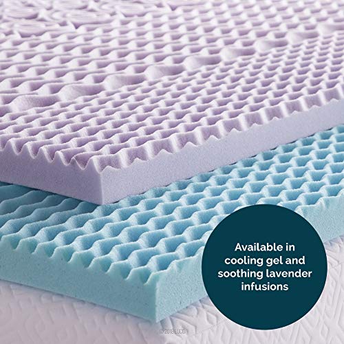 Lucid 2 Inch Mattress Topper King - Memory Foam Mattress Topper King - 5 Zone Gel Infusion - CertiPur Certified Foam