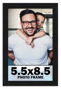 5.5x8.5 frame black picture frame - modern photo frame includes uv acrylic shatter guard front, acid free foam backing board, hanging hardware wood certificate frame wall frames for family photos