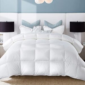 whatsbedding feather down comforter california king- all season luxurious hotel collection bed comforter - 100% cotton cover medium warmth duvet insert with corner tabs - 104x96 inch