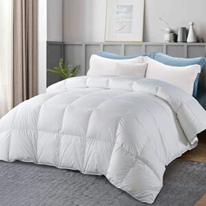 WhatsBedding Feather Down Comforter California King- All Season Luxurious Hotel Collection Bed Comforter - 100% Cotton Cover Medium Warmth Duvet Insert with Corner Tabs - 104x96 Inch