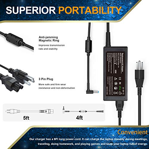 19.5V 3.33A 65W AC Power Adapter Laptop Charger for HP ProBook Charger X360 11 G1 G2 G3 G4 G5 G6 EE,440 G3 G4 G5 G6 G7,450 G3 G4 G5 G6 G7,470 G3 G4 G5,435 G7 440 G1,650 G2 G3 G4 Power Supply Cord