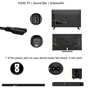 2 Prong AC Power Cord Compatible wtih Vizio D/E/M Series HDTV, Vizio Sound Bar Supply Cable Replacement