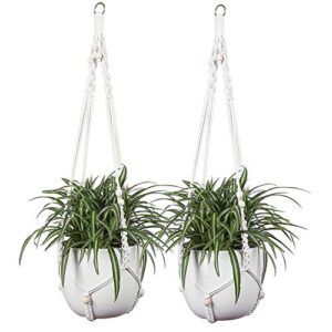 VISEMAN Macrame Plant Hanger-Outdoor Indoor Hanging Planter Holder/Hanging Basket Flower Hangers Cotton Rope with Bead for Home Decor 2 Pieces