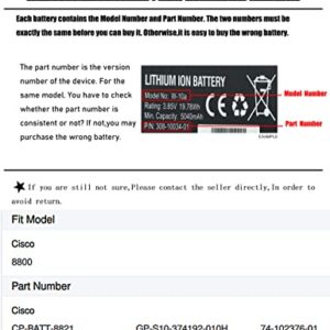 BCXY 8800 Battery Replacement for Cisco 8800 Cisco CP-BATT-8821 74-102376-01 GP-S10-374192-010H Battery