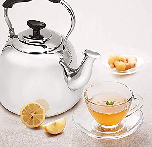 Tea Kettle Stovetop Teapot 2 Liter Stainless Steel Hot Water Kettle Whistling -Mirror Finsh,Folding Handle,Fast To Boil, Whistling Teakettles