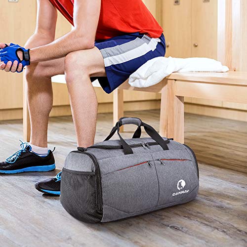 Canway Sports Gym Bag, Travel Duffel bag with Wet Pocket & Shoes Compartment for men women, 45L, Lightweight