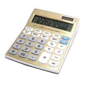 meichoon standard function desktop calculator, solar battery dual power with 12 digit large lcd display basic calculating machine for office/home elegant design ka05