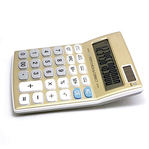 Meichoon Standard Function Desktop Calculator, Solar Battery Dual Power with 12 Digit Large LCD Display Basic Calculating Machine for Office/Home Elegant Design KA05