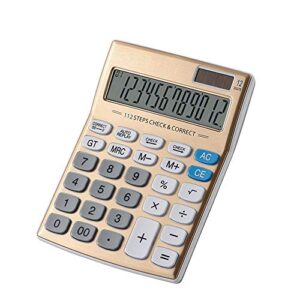 Meichoon Standard Function Desktop Calculator, Solar Battery Dual Power with 12 Digit Large LCD Display Basic Calculating Machine for Office/Home Elegant Design KA05