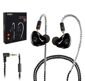 dcmeka in ear monitor headphones, hifi stereo iem earphones, dynamic dual driver wired earbuds with detachable cable, noise canceling headset for singers musicians drummers audiophile (black)