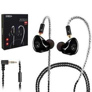 DCMEKA in Ear Monitor Headphones, HiFi Stereo IEM Earphones, Dynamic Dual Driver Wired Earbuds with Detachable Cable, Noise Canceling Headset for Singers Musicians Drummers Audiophile (Black)