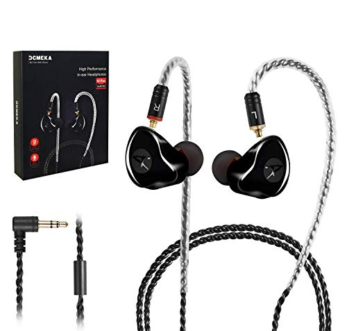 DCMEKA in Ear Monitor Headphones, HiFi Stereo IEM Earphones, Dynamic Dual Driver Wired Earbuds with Detachable Cable, Noise Canceling Headset for Singers Musicians Drummers Audiophile (Black)