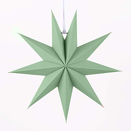 Chavis 3D Nine-Pointed Paper Star Decoration Light Lamp Shade Paper Star Lantern with Cord for Children's Room Wedding Birthday Party - (Color: Orange)