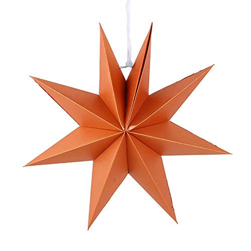 Chavis 3D Nine-Pointed Paper Star Decoration Light Lamp Shade Paper Star Lantern with Cord for Children's Room Wedding Birthday Party - (Color: Orange)