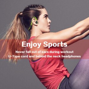 mucro Sports Earbuds Wired Running Headphones with Microphone, Neckband in-Ear Stereo Workout Earphones Designed for Jogging Gym Headsets,Green