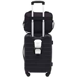 wrangler smart luggage set with cup holder, usb port and phone holder, black, 2 piece set