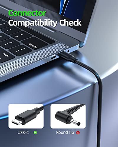 Laptop Charger for Asus Zenbook Charger with USB C Connector - (Safety Certified by UL), 65W, 45W