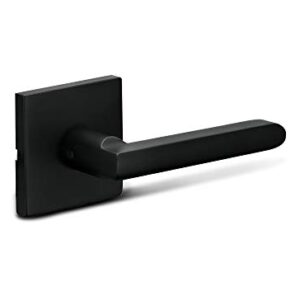 Berlin Modisch Dummy Lever Door Handle Pack of 2 Slim Square Non-Turning Single Side Pull Only Lever Set [for Closet or French Doors] Heavy Duty - Iron Iron Black Finish