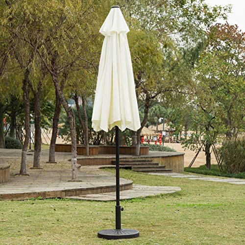 Sunnyglade 9' Patio Umbrella Outdoor Table Umbrella with 8 Sturdy Ribs (Beige)