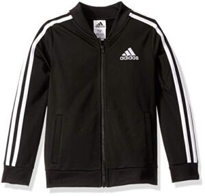 adidas girls' big kids zip front tricot bomber jacket, adi black, x-large
