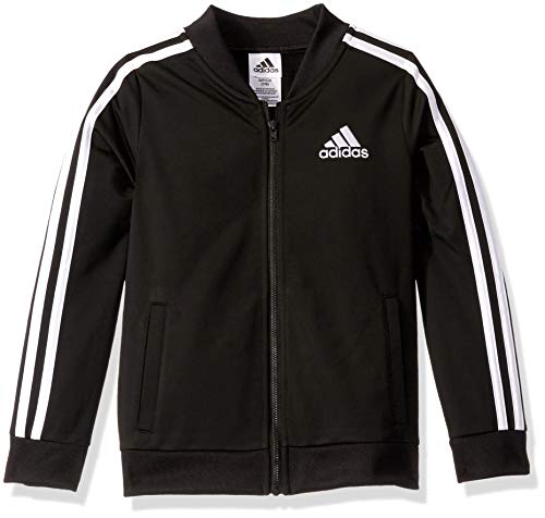 adidas Girls' Big Kids Zip Front Tricot Bomber Jacket, Adi Black, X-Large