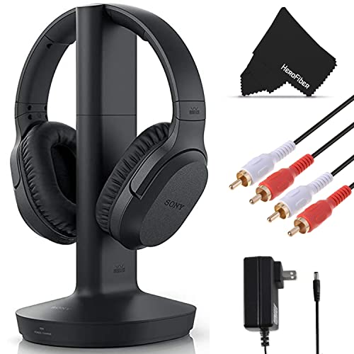 Sony Wireless Headphones for TV Watching, Home Theater Headphones, (WHRF400R) with Transmitter Dock (TMRRF400) Includes: AC Adapter, Sony Rechargeable Battery, Stereo Mini Plug Cable