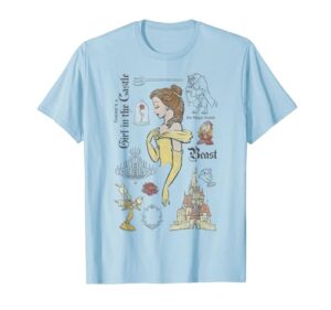 disney beauty and the beast characters sketched t-shirt t-shirt