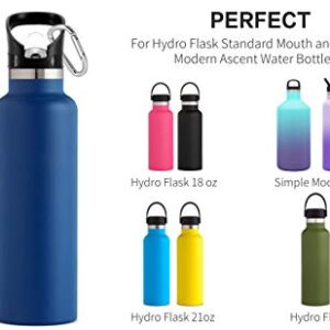 Straw Lid Compatible for Hydro Flask Standard Mouth, Simple Modern Ascent Lid with Straw. Replacement Cap Multi-Compatible with 1.91" Mouth 18 oz, 21 oz, 24 oz Insulated Water Bottle Flip Top (A-1 PC)