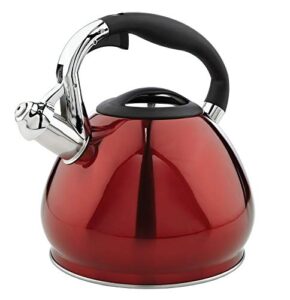 kitchen details stainless steel whistling tea kettle | stovetop | 14 cup | 3.6 quart | red