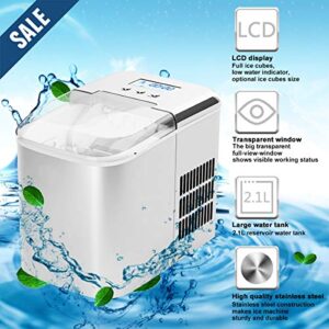 COSTWAY Countertop Ice Maker, 26LBS/24H with Self-Clean Function, LCD Display, 9 Bullet Ice/ 7 Mins, Portable and Compact Ice Machine with Ice Scoop, for Homes, Offices, Bars, Stainless Steel