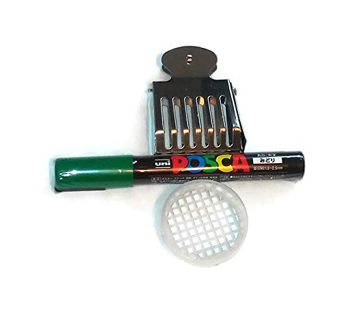 Posca Queen bee GREEN Color Marking Pen kit pc5m & Push in Queen cage w/ Clip Catch