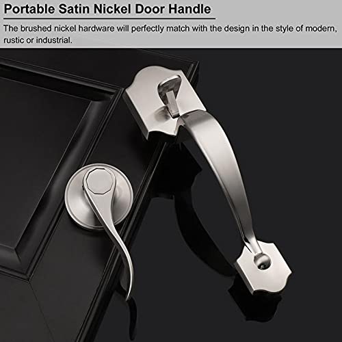 Knobonly Single Cylinder Handleset with Lever Handle for Interior Doors, Contemporary Hardware Single Cylinder Deadbolt Handle Set Satin Nickel, Reversible for Right/Left Handed Door