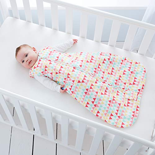 Tommee Tippee Grobag Baby Cotton Sleeping Bag, Sleeping Sack - 1.0 Tog for 69-74 Degree F - Rouge Zig Zag - Medium Size, 6-18 months, Rouge, 6-18 Months