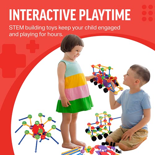 STEM Master Building Blocks Educational Toys Ages 4-8 - STEM Toys Kit w/176 Durable Pieces Stem Toys for Kids 5-7 Year Old