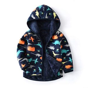 feidoog toddler polar fleece jacket hooded baby boys girls autumn winter long sleeve thick warm outerwear,dark blue,2-3t